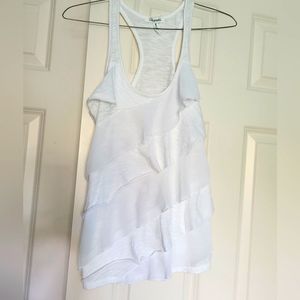White ruffle tank top
